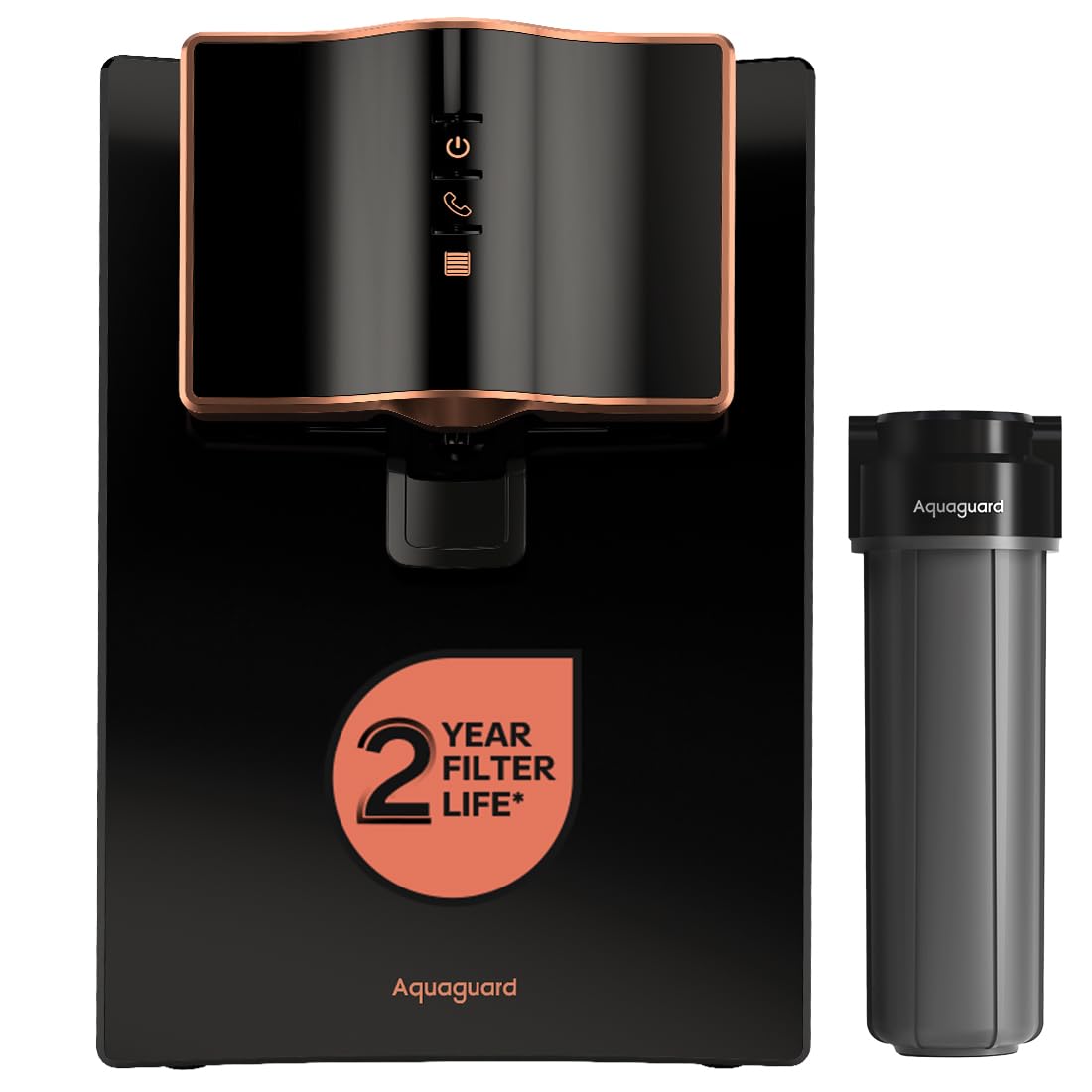 Aquaguard Enrich Marvel RO+UV+UF 2X | 2 Year Filter Life | With Mega Sediment Filter | Copper Technology | 10 Stage Purification | >40% Water Recovery | Suitable for all Water Sources | 6L storage
