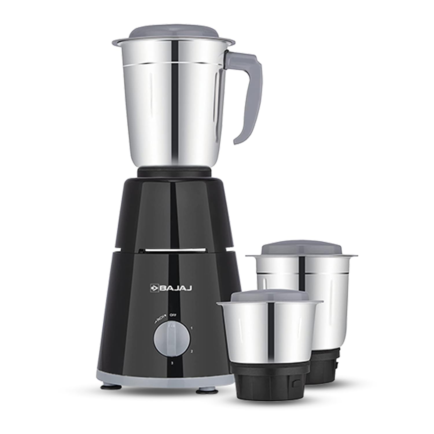 Bajaj GX-1 Mixer Grinder 500W | Superior Mixie For Kitchen | 2-In-1 For Dry Grinding | Blade Function With Titan Motor | 3 Stainless Steel Mixer Jars | 1 Year Product Warranty By Bajaj 【Black】
