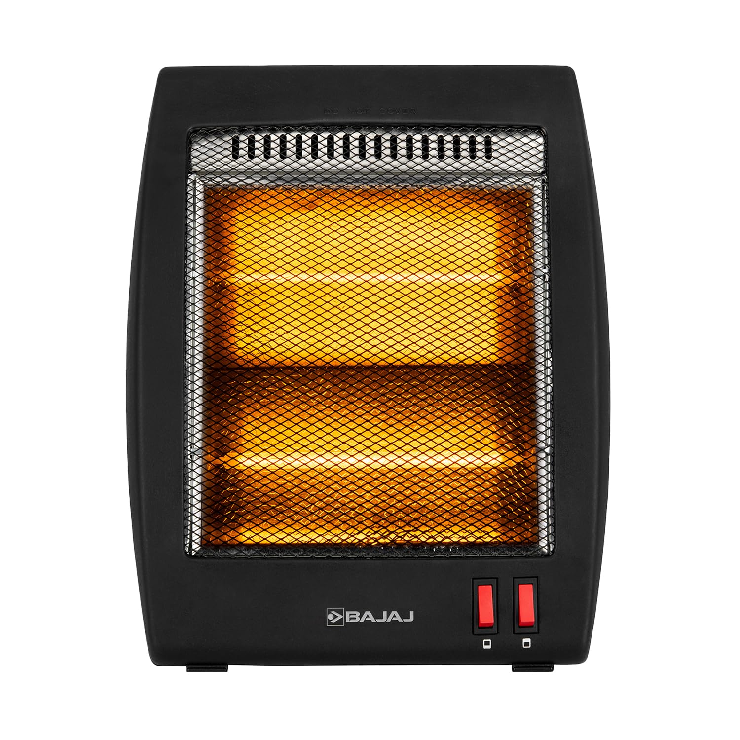 Bajaj RHX-2 Halogen Heater | 2 Heat Settings-400W/800 Watts | Noiseless Operation | DuraElement With 1-Yr Heating Element Warranty | Convection Room Heater For Winter | 2-Yr Warranty 【Black】