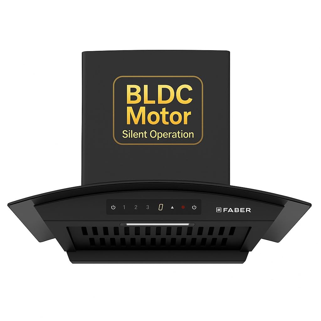Faber Agile 60cm 1500m³/hr BLDC Autoclean Curved Shape Chimney | Built In Oil Collector | Touch & Gesture Control | 12Yr Motor,2Yr Comprehensive Warranty by Faber | Hood Agile BLDC FL HC SC BK IN 60