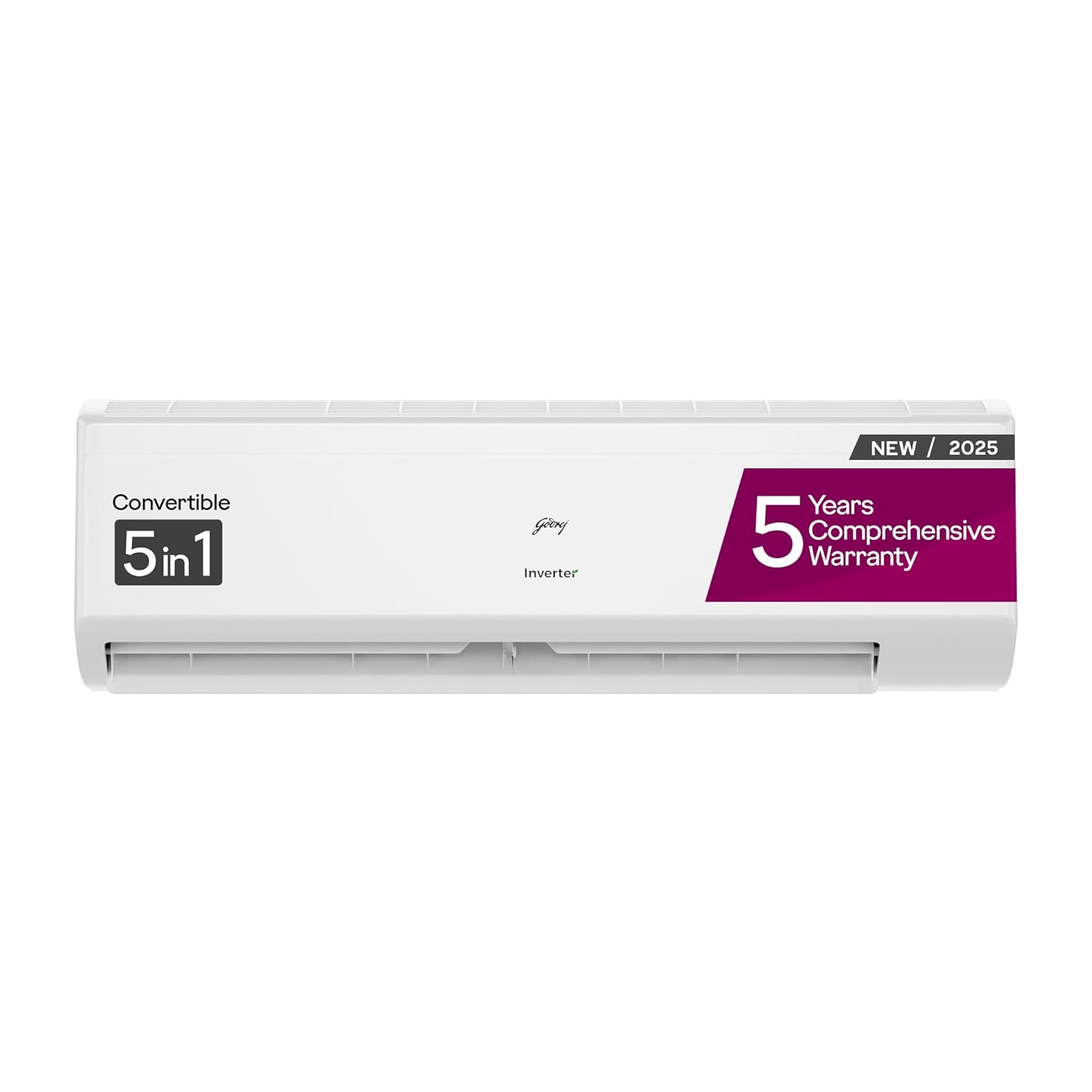 Godrej 1.5 Ton 5 Star, 5 Years Comprehensive Warranty, AI powered, 5-In-1 Convertible Cooling Inverter Split AC (Copper, 2025 Model, Heavy Duty Cooling at 52 °C, AC 1.5T EI 18II5T WZS Split 5S, White)