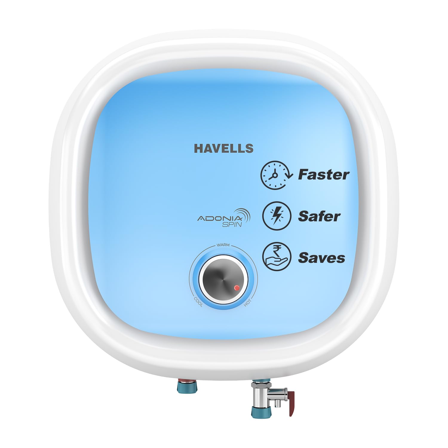 Havells Adonia Spin 15 Litre Storage Water Heater(Geyser)| Temperature Sensing LED Knob| Glass Coated Anti Rust Tank| Warranty:7 Year on Tank| Free Installation