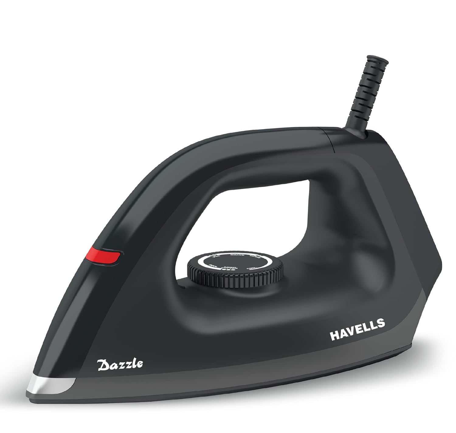 Havells Dry Iron Dazzle 1100 Watts, Iron Press, Greblon Non Sick Soleplate with German Technology, Shock Proof Body, Aerodynamic Design, 360° Swivel Cord, 2 Year Manufacturer Warranty (Black)