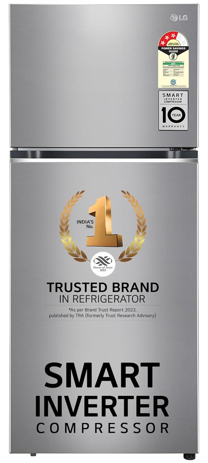 LG 398 L 3 Star Frost-Free Smart Inverter Double Door Refrigerator (GL-S422SPZX, Shiny Steel, Convertible with Express Freeze)