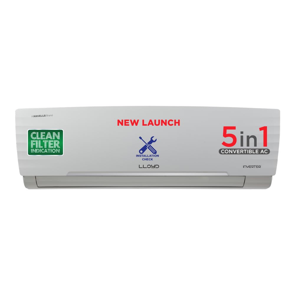 Lloyd 1.0 Ton 3 Star Inverter Split AC (5 in 1 Convertible, Copper, Anti-Viral + PM 2.5 Filter, White with Chrome Deco Strip, GLS12I3FWAEA)