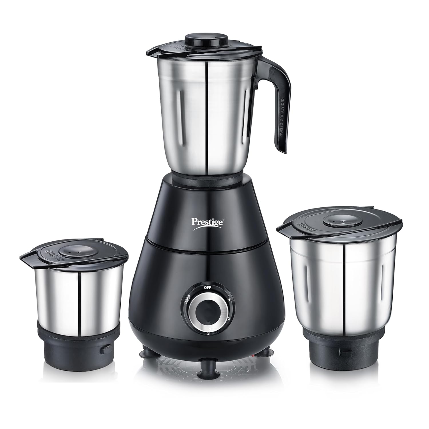 Prestige 500 Watts Apex Mixer Grinder with 3 Stainless Steel Jars|3 Super Efficient Blades|Sturdy Handles|Black|