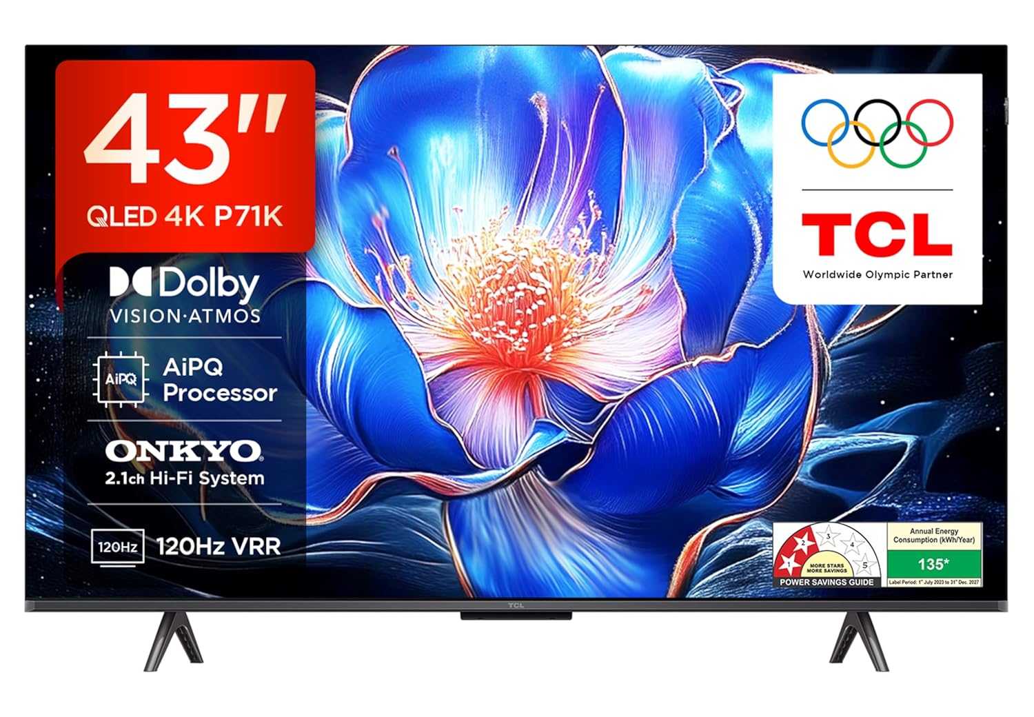 TCL 108 cm (43 inches) 4K Ultra HD Smart QLED Google TV 43P71K
