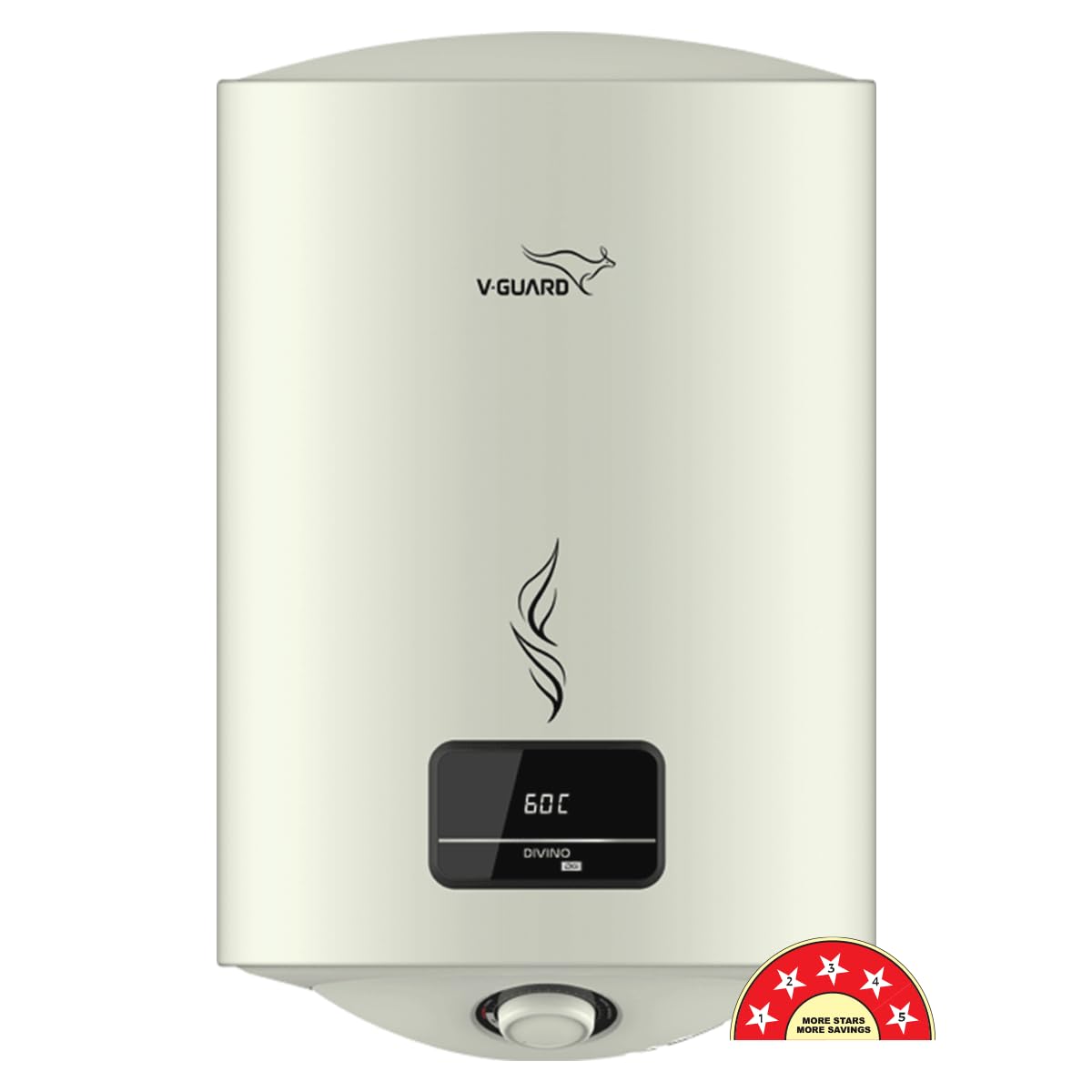 V-Guard Divino DG Geyser 25 Litre Water Heater with Digital Display | Suitable for Hard Water | Energy Efficient 5 Star Rating | Advanced 4 layered Safety | 5 Year Inner Tank Warranty by V-Guard